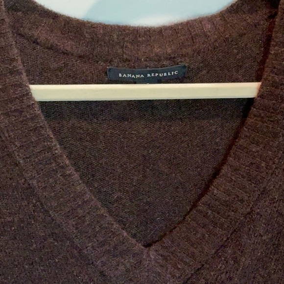 Banana Republic dark brown deep v-neck wool blend sweater - small - Picture 2 of 4